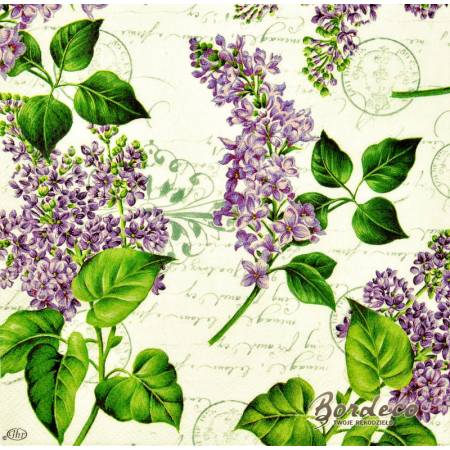 Serwetka decoupage firmy IHR bez lilak ecru 33x33cm